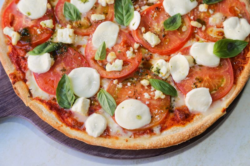 Authentic pizza factory Neapolitan pizza with fresh toppings